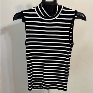NWOT Sanctuary Black and White Striped Sleeveless Mock Turtleneck